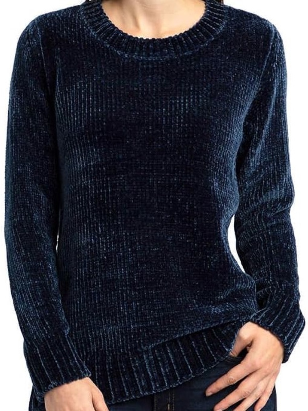 Orvis Navy Plush Chenille Crewneck Sweater